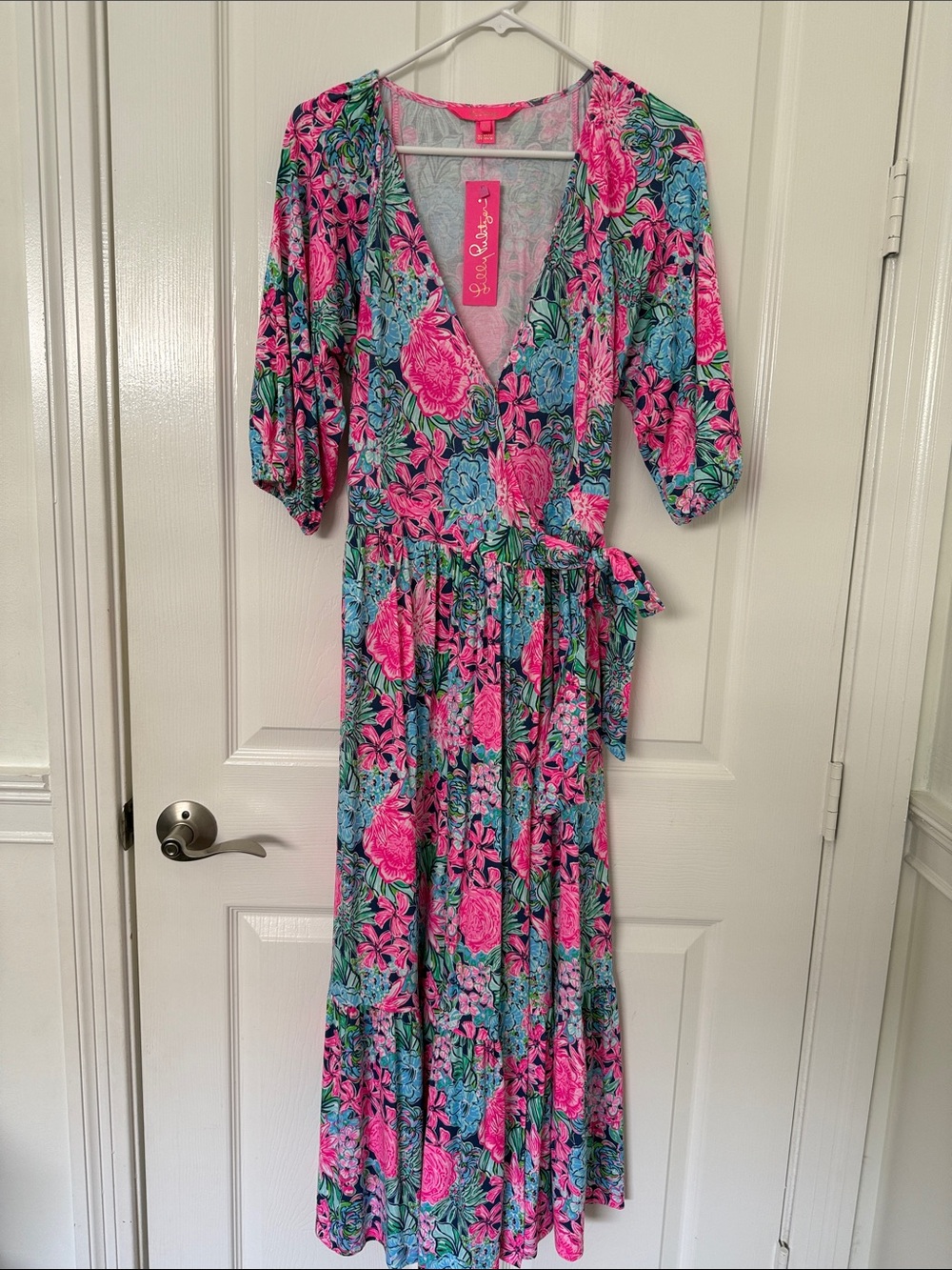 Lilly Pulitzer NWT Brantley Midi Wrap Dress Always Be Blooming - Picture 2 of 8